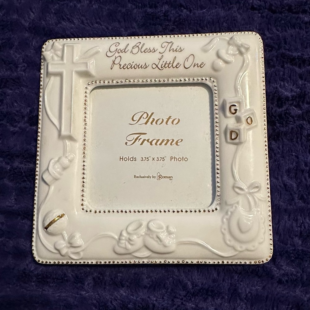 God Bless This Precious Little One Porcelain Frame NWOT